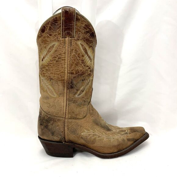 Justin Bent Rail 11" Distressed Tan Cowboy Boots BRL107 Wms EXCELLENT COND - Picture 3 of 13